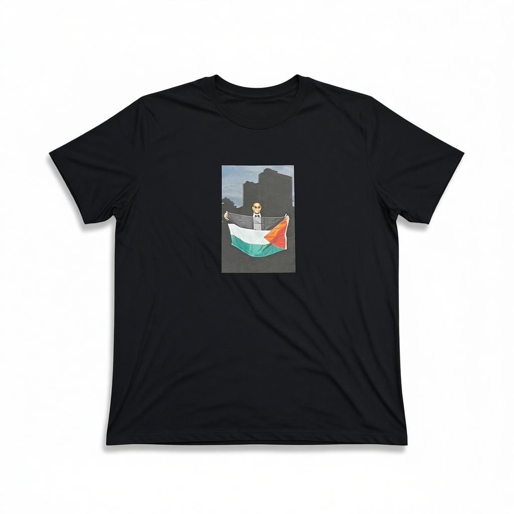 Malcolm X holding a Palestinian flag ￼