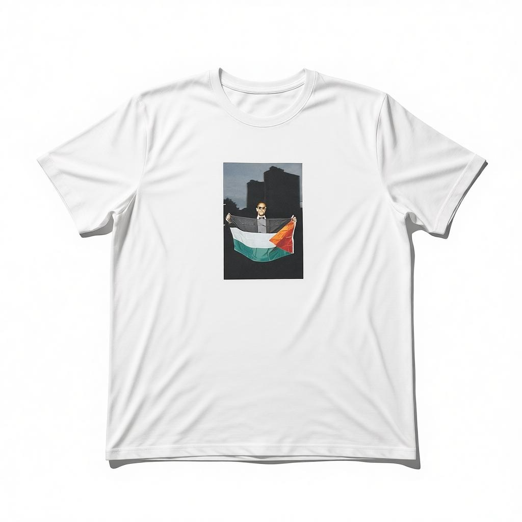 Malcolm X holding a Palestinian flag ￼